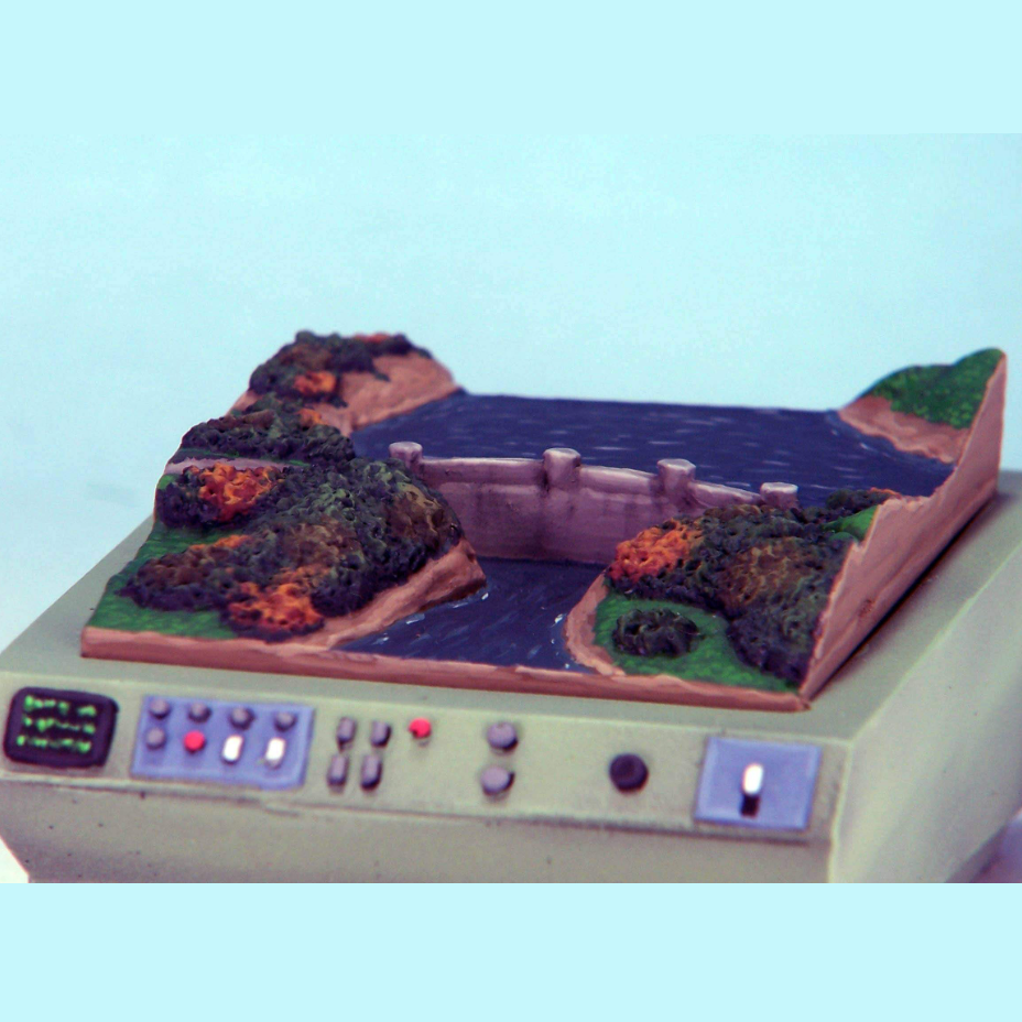 Hoover Dam Map Table by Crooked Dice, a resin miniature representing a secret bases table with the famous landmark helping your evil character plan their latest world dominating plot or for your hero to create an international rescue. Approximately 60mm x 43mm