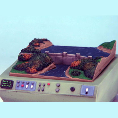 Hoover Dam Map Table by Crooked Dice, a resin miniature representing a secret bases table with the famous landmark helping your evil character plan their latest world dominating plot or for your hero to create an international rescue. Approximately 60mm x 43mm