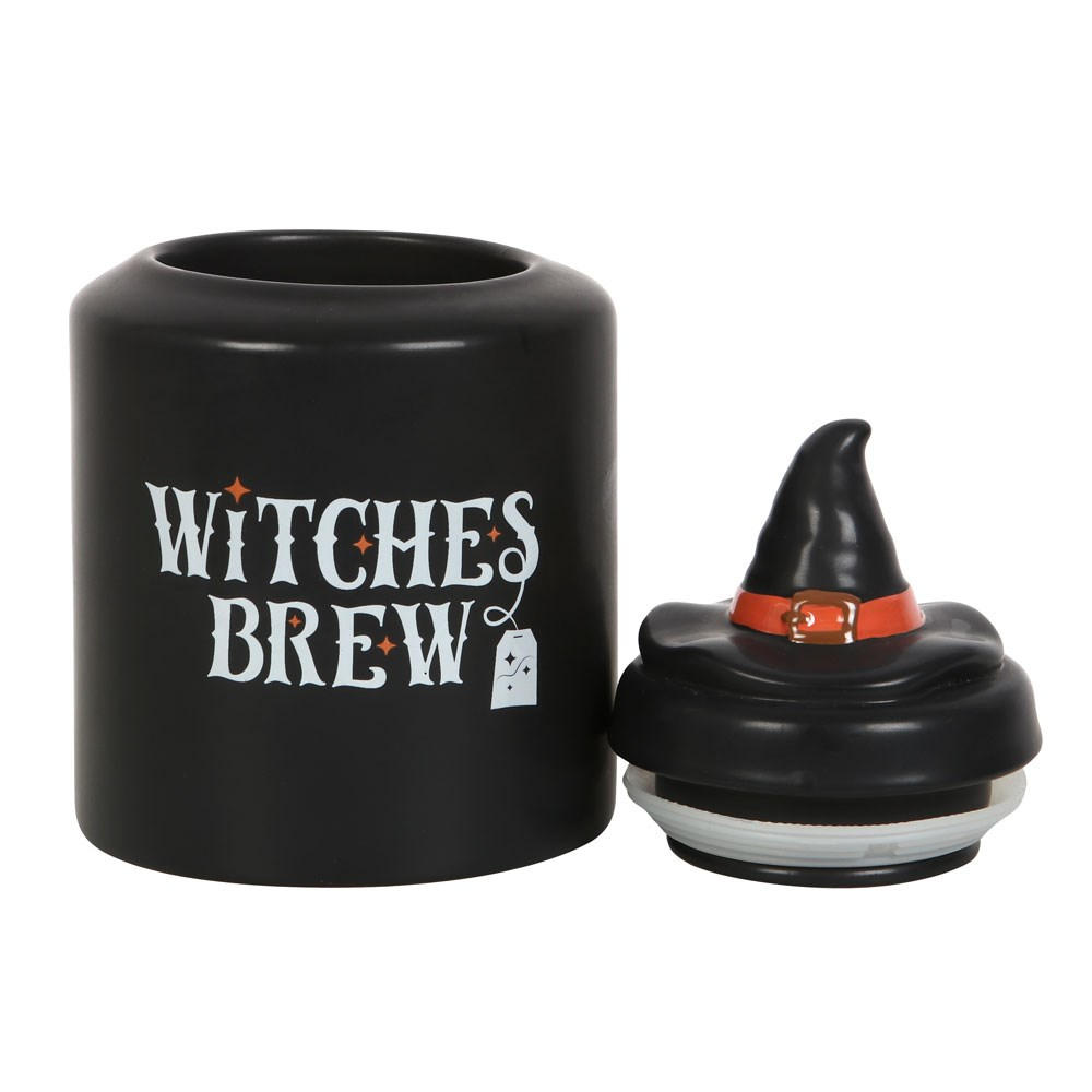 Witches Brew Ceramic Canister. A wonderfully spooky way to store your tea bags or indeed anything else you wanted to keep in this black canister jar.