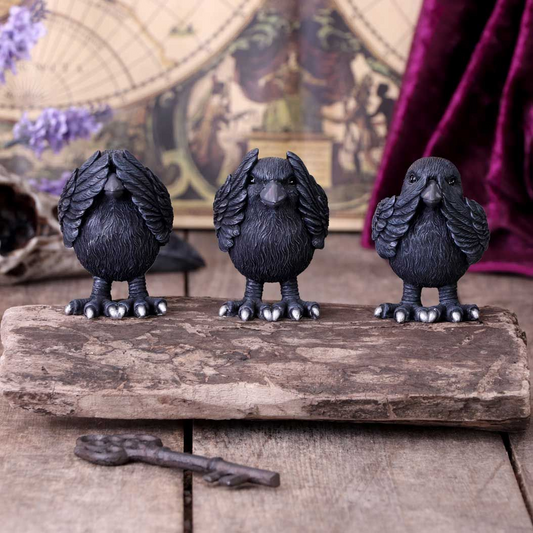 Three Wise Ravens Figurines from...