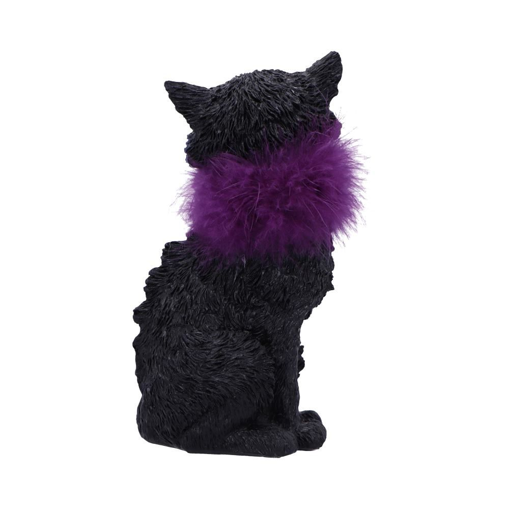 Furgus Black Cat With Purple Feather Boa