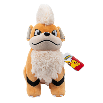 A 12" Growlithe Pokémon plush making a great gift for a fan of the fire, puppy Pokémon. Growlithe was introduced in generation one and evolves into Arcanine in the Pokémon universe.