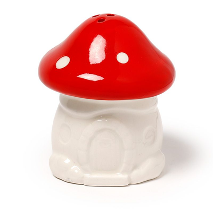 Fairy Toadstool House Ceramic Salt & Pepper Set. A super cute novelty cruet set in the shape of mushroom houses