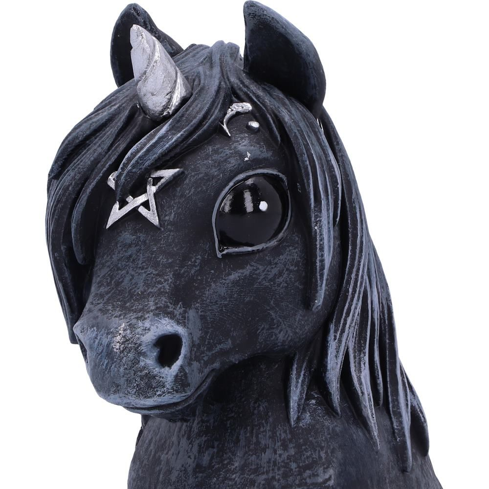 Culticorn a cult cuties figurine by Nemesis Now. A majestic black unicorn with silver details sitting and looking adorable for your ornament collection.