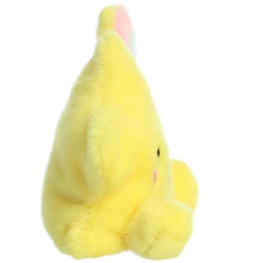 Pisces Shooting Star Palm Pal an adorable Palm Pals plushie looking for a new friend to snuggle in a lovely yellow colour with pink cheeks and a little pastel rainbow on top. Perfect for fitting into the palm of your hand, measuring approximately 13cm