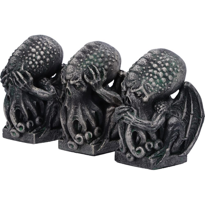 Discover the Three Wise Cthulhu from Nemesis Now. This hand painted trio of figurines portray Confucius' "See No Evil, Hear No Evil, Speak No Evil"