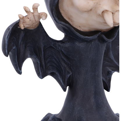  Vamp Bat Reaper Figurine from Nemesis Now. a skeleton bat with its arms up and wearing a black cloak