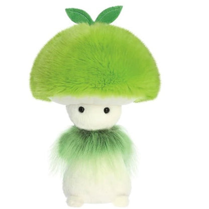 Sprout Fungi Friend plushie from the Sparkle Tales collection, an adorably cute green and white mushroom creature with black eyes and a spout on top of its head. A wonderful gift for a friend or a fantastic edition to your own plushie collection