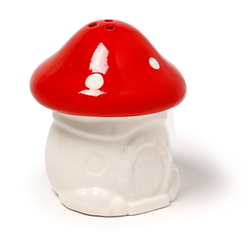 Fairy Toadstool House Ceramic Salt & Pepper Set. A super cute novelty cruet set in the shape of mushroom houses