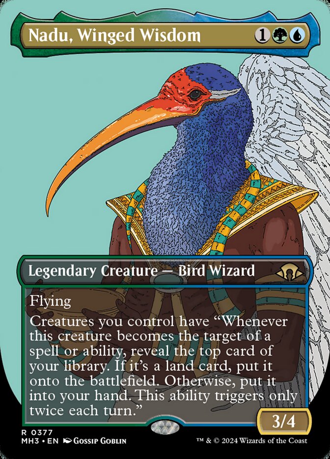 Nadu, Winged Wisdom Borderless Profile MTG Single | MH3 #377