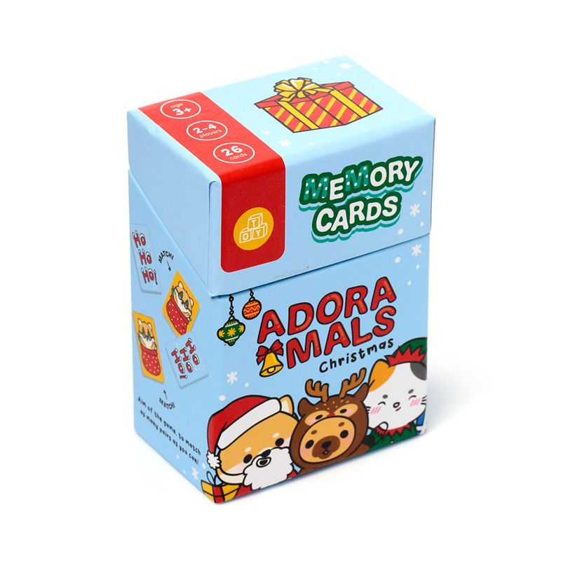 Adoramals Christmas memory card game for 2-4 players, the aim of the game is to match as many pairs as you can which promotes brain training, problem solving and hand eye coordination. A classic memory card game with a Christmas twist