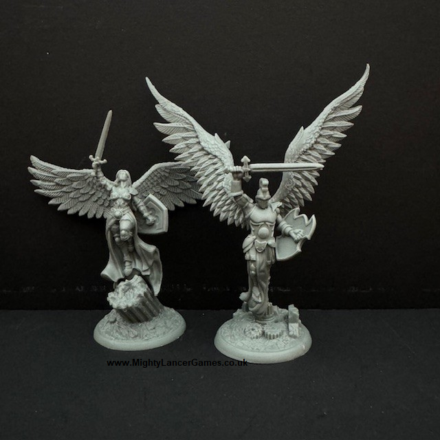 Archons Of Justice from Reaper Miniatures, unboxed/ not in retail packaging miniatures representing one female and one male Archons of Justice in dynamic poses for your roleplaying games (RPG), painting, collecting and gaming needs