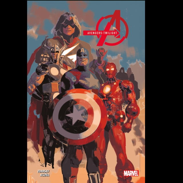 Avengers: Twilight a 204 page paperback manga graphic novel by Chip Zdarksy with illustrations by Daniel Acuna contains Avengers Twlight 2024 #1-6. Freedom is an illusion in the dystopian future of the Marvel Universe and Captain Americas former allies are closing in