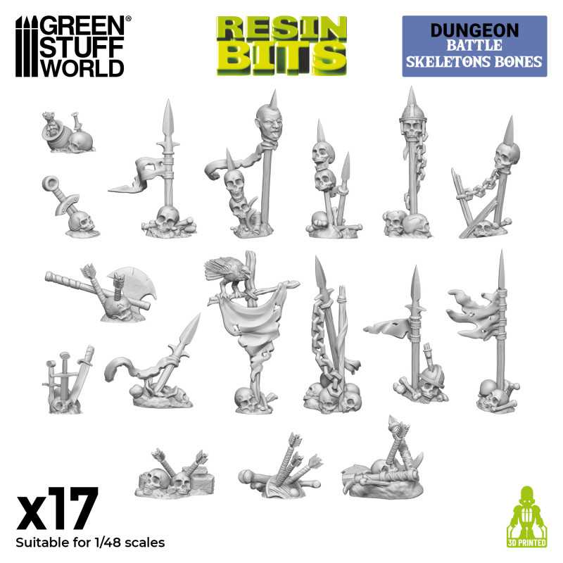 3D Printed Battle Skeleton Bones - Green Stuff World