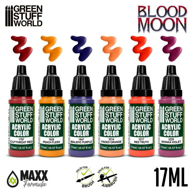 What's inside the Blood Moon Green Stuff world Paint Set