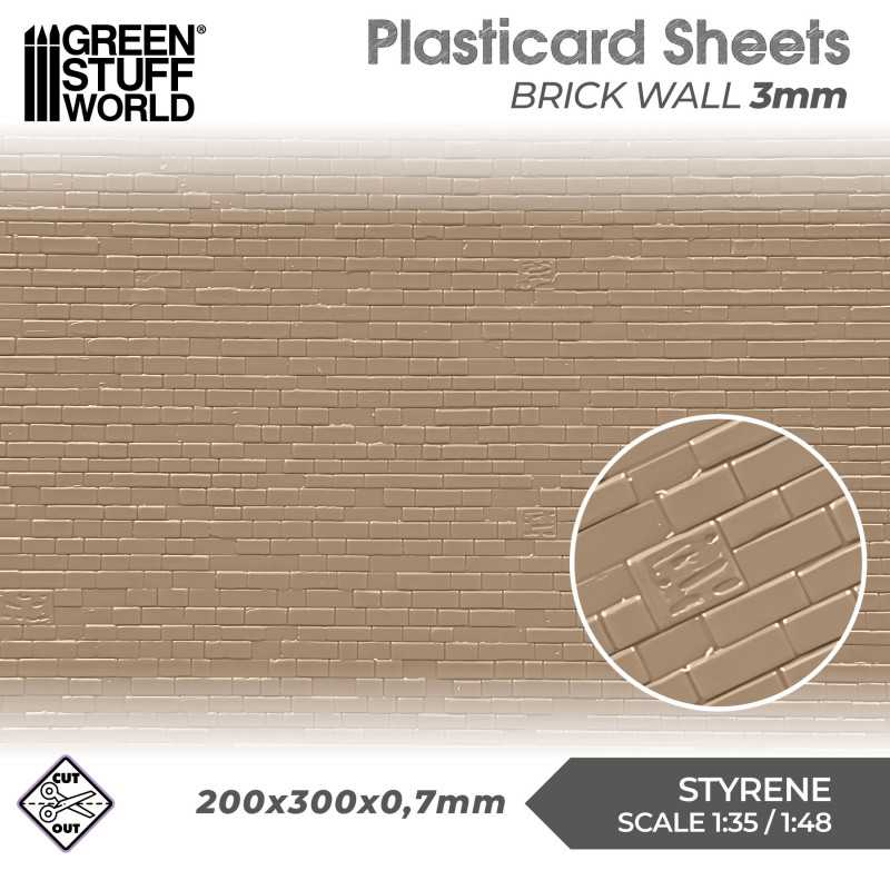 Plasticard 3mm Brick Wall Sheet - GSW