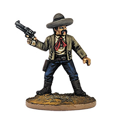 El Rayo a 28mm scale metal miniature for Dead Man's Hand skirmish game together with base card