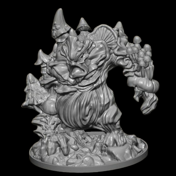 Fungal King from Reaper Miniatures. An unboxed / not in retail packaging monster representing a mushroom man with his mouth open and in a lumbering pose sculpted by Christine Van Patten from the Bones6 kickstarter