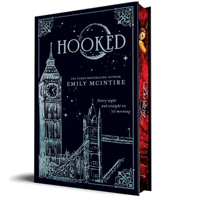 Hooked collectors edition A beautifully crafted  book with a black background and silver detail of the tower, big ben and bridge 