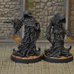 Shadows by Crooked Dice. A set of two single part metal miniatures representing very cool looking, robe wearing spirits making a great edition to your RPGs and tabletop gaming