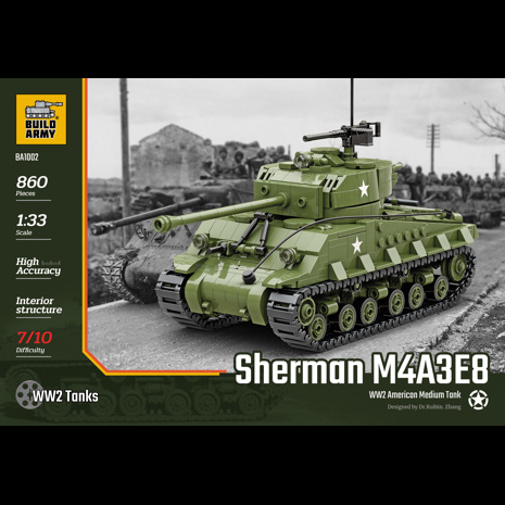 A Build Army Sherman M4A3E8 WW2 American medium tank