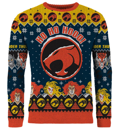 Thundercats Christmas jumper with the logo in the middle and Ho Ho Hooo!