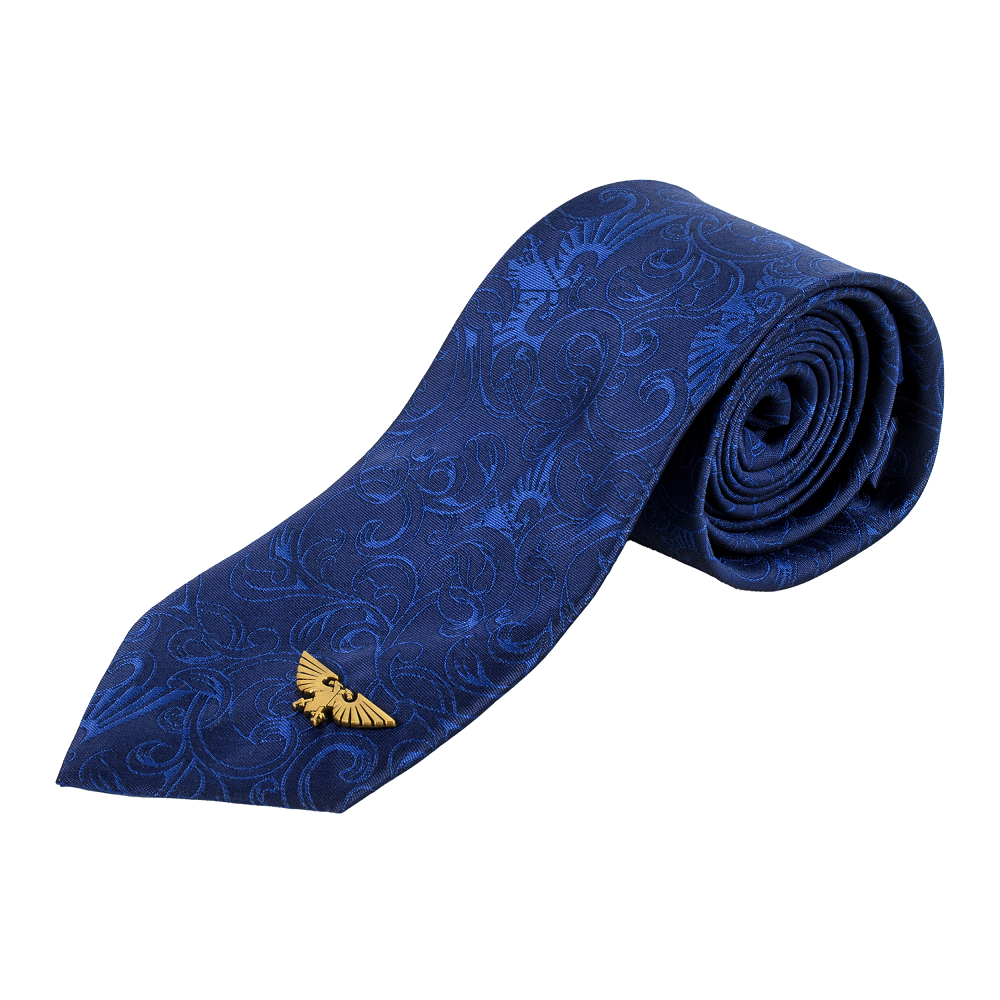 Warhammer 40k Imperium Tie, 100% polyester blend, Ultramarine blue coloured tie with chapter logo detailing and removable pin badge