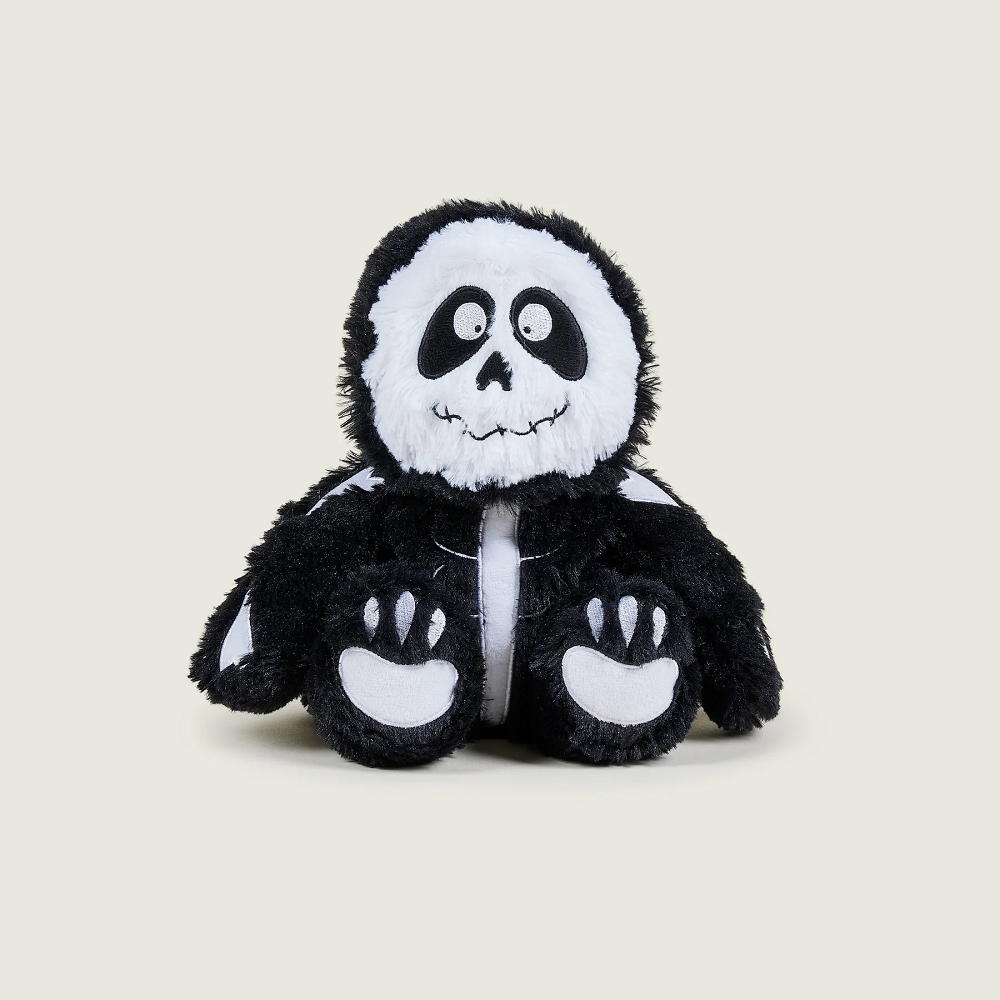 Warmies® Skeleton. Experience hours of soothing warmth and comfort with Warmies® Soft plushies, this microwavable black and white skeleton is gently scented with French lavender and weighted for a calming sensory experience. Suitable for all ages, warm in a microwave for a soothing heat or chill in a freezer for cooling relief this cute Skeleton Warmies® makes a thoughtful gift for al