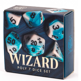 Wizard 7 polyhedral dice set. Bl...