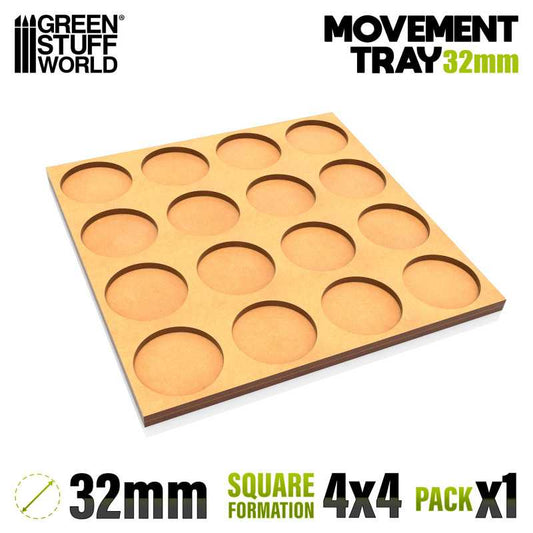 32mm Round 4x4 Wargaming Movement Tray | Green Stuff World