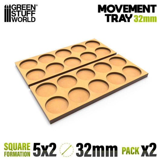 32mm Round 5x2 Wargaming Movement Tray | Green Stuff World