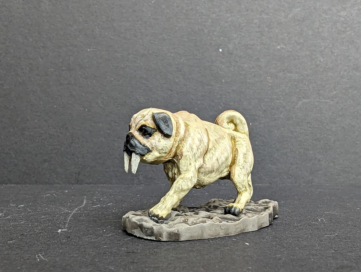 Pre Painted Sabertooth Pug miniature -MrMLG