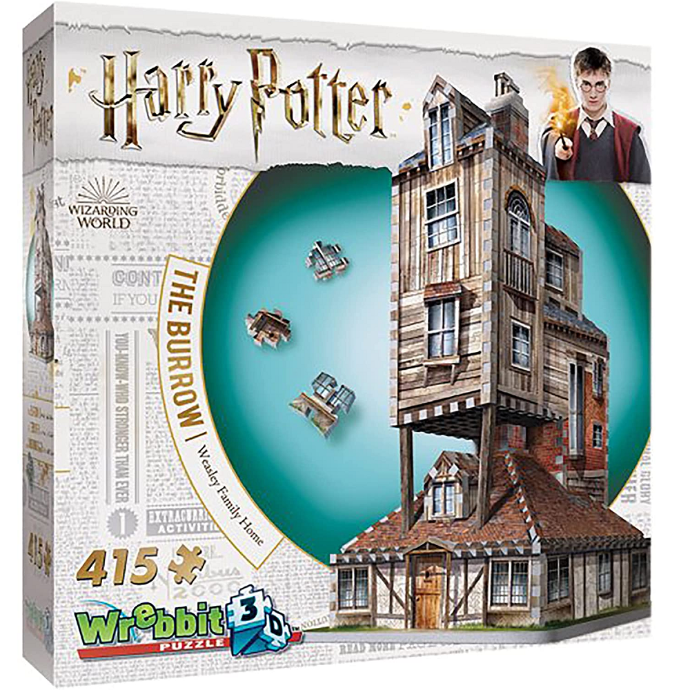 The Burrow The Weasley’s Family Home Wrebbit 3D Puzzle lets you use the 415 foam backed puzzle pieces to create the Weasley family home which always seems to be held together just with magic as its structure is rather haphazard.