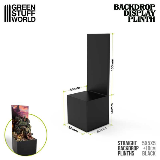 Green Stuff World straight backdrop display plinth 5x5x5cm +10cm in black