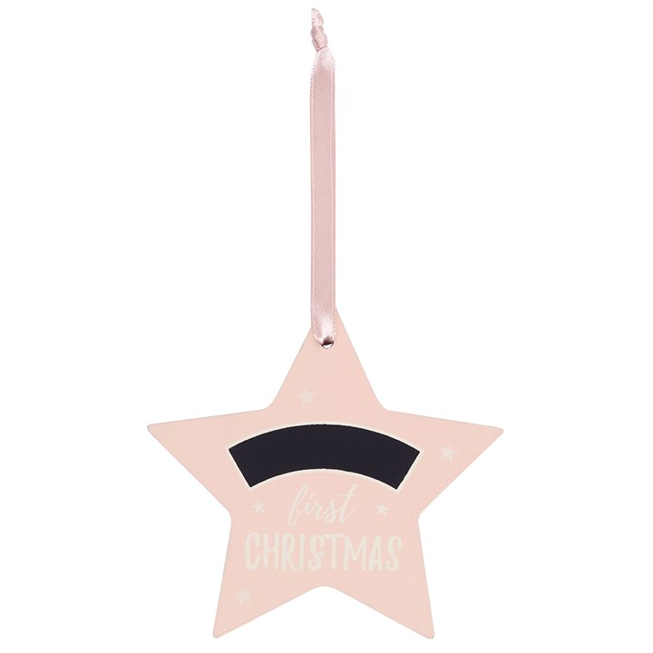 First Christmas Hanging Star Decorations - Pink