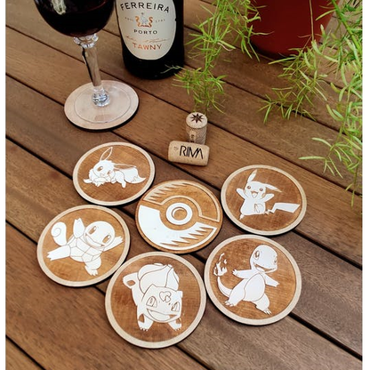 Pokemon Wooden Round Coasters