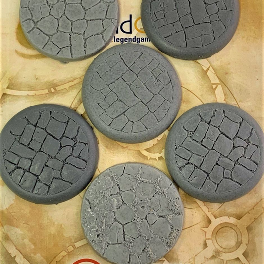 A pack of six lipped resin flagstone 50mm bases by Legend Games for your tabletop gaming needs. 