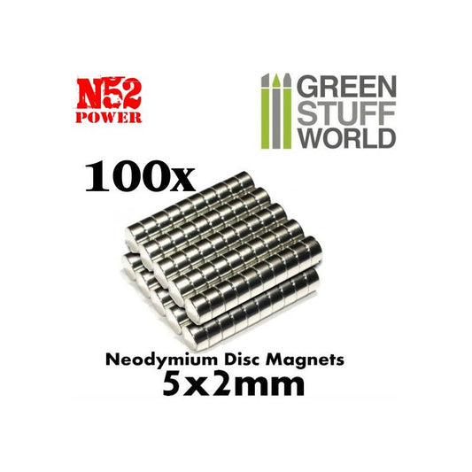 Neodymium Magnets 5x2mm - 100 units (N52) -9265- Green Stuff World