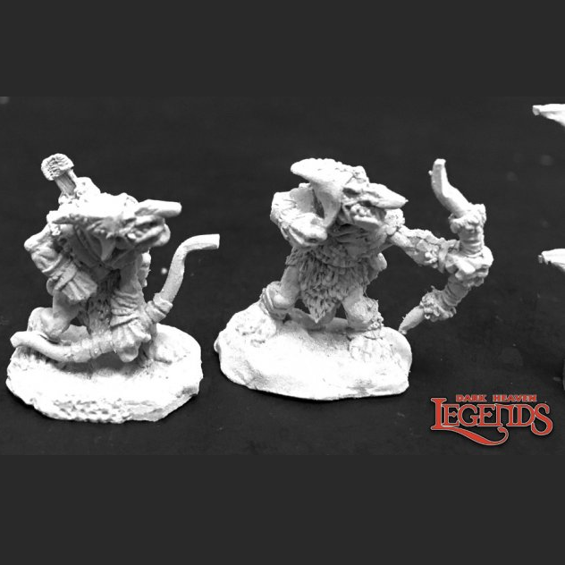 Reaper Miniatures 03777 Cave Goblin Archers sculpted by Tre Manor for the dark heaven legends metal miniatures range, a pack of two goblins holding bows for your gaming table.