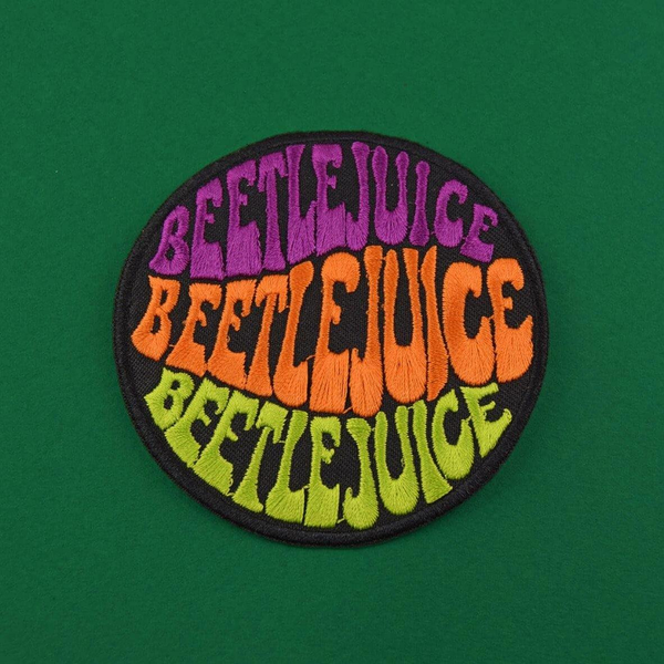 Beetlejuice Round Iron On Patch