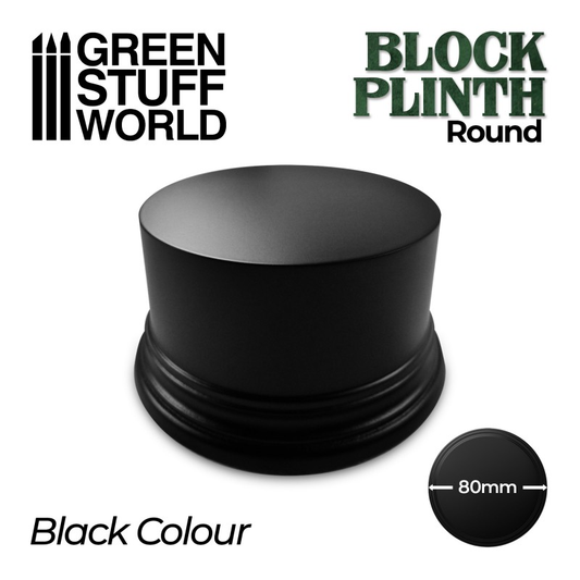 8cm Black Round Block Plinth - G...