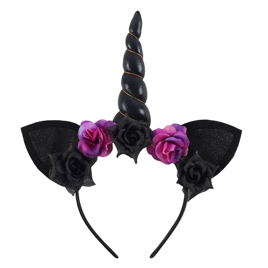 dark unicorn headband, black ear...