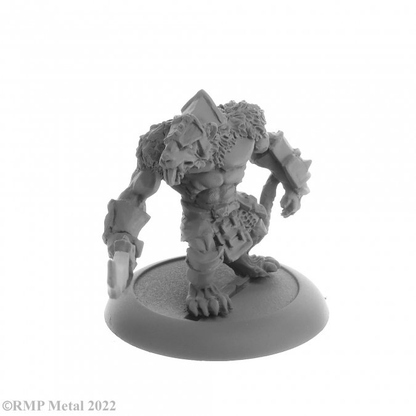 Wererat Boss from the Dark Heaven Legends metal range by Reaper Miniatures sculpted by Ben Siens.  A metal wererat miniature holding a sword and wearing armour