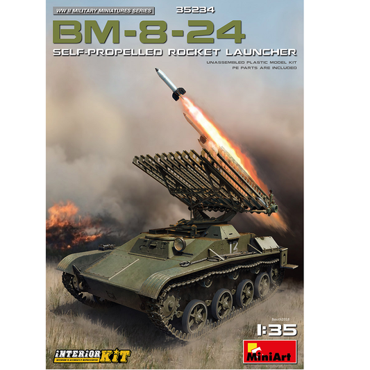 BM-8-24 A scale model kit of a Miniart Self Propelled Rocket Launcher Interior Ki - box art 