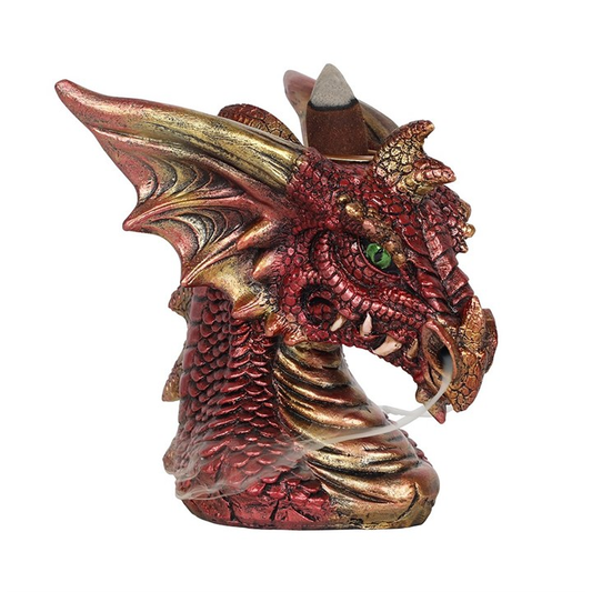 A red and gold dragon head with ...