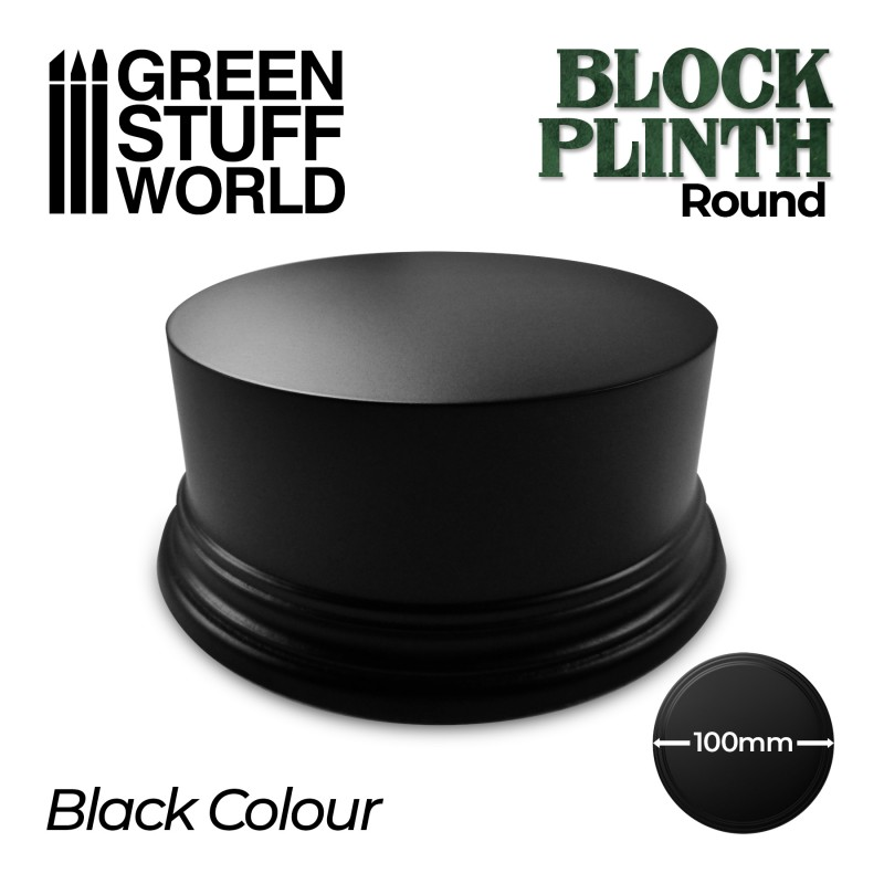 10cm Black Round Block Plinth - Green Stuff World