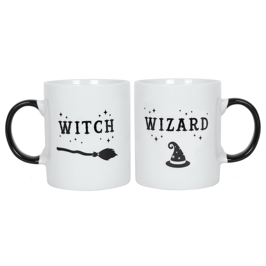 Boxed set two white mugs and bla...