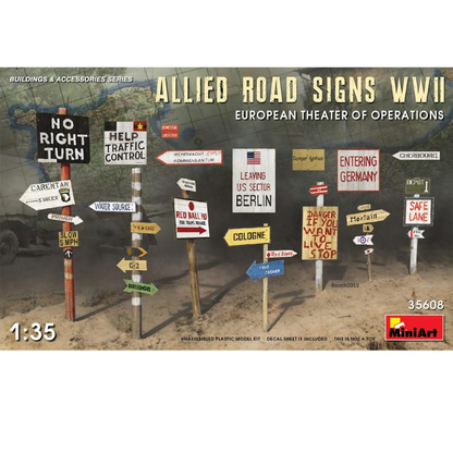 ALLIED ROAD SIGNS WWII. EUROPEAN THEATRE OF OPERATIONS- 1:35- MiniArt - 35608