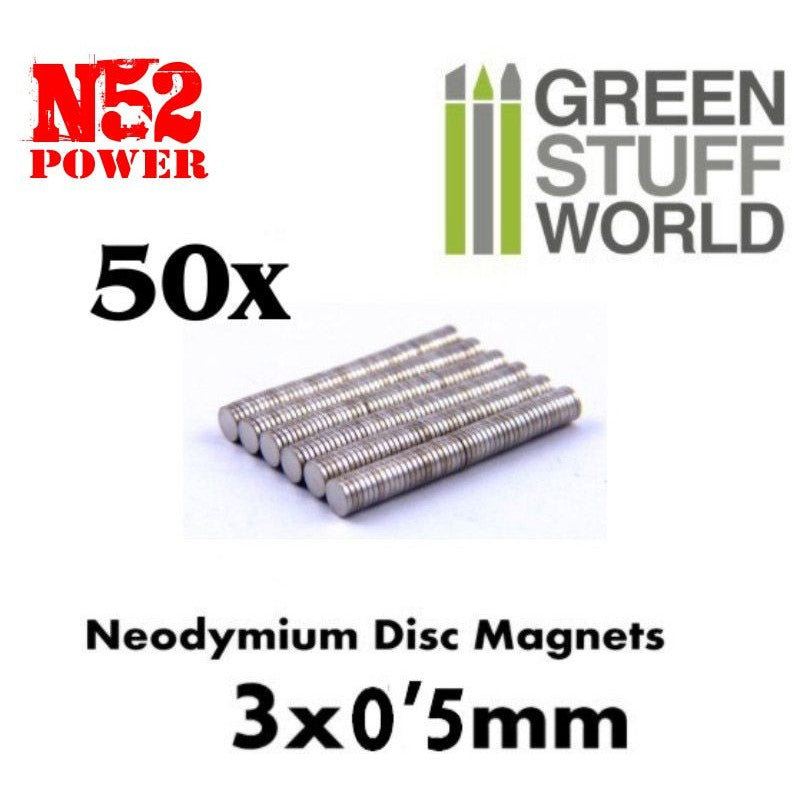 Neodymium Magnets 3x0'5mm - 50 units (N52) -9258- Green Stuff World