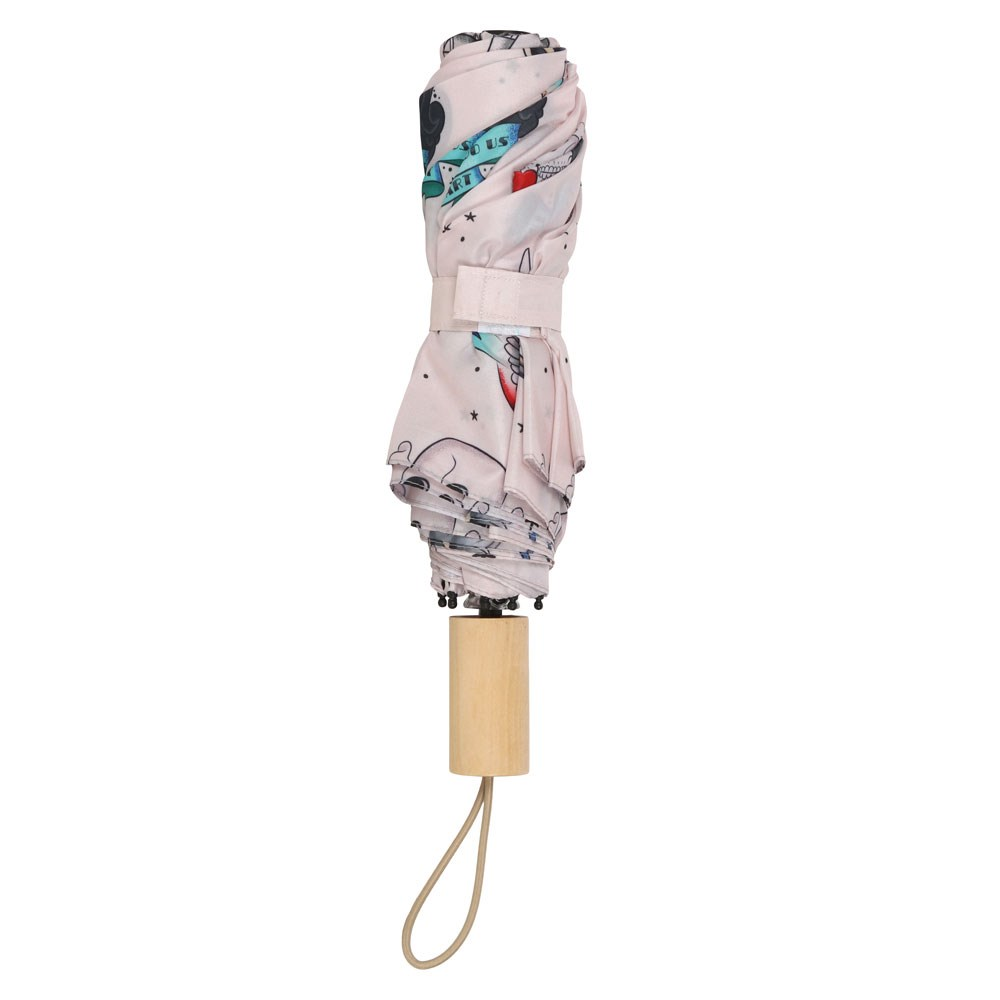 Tattoo Print Travel Umbrella folded